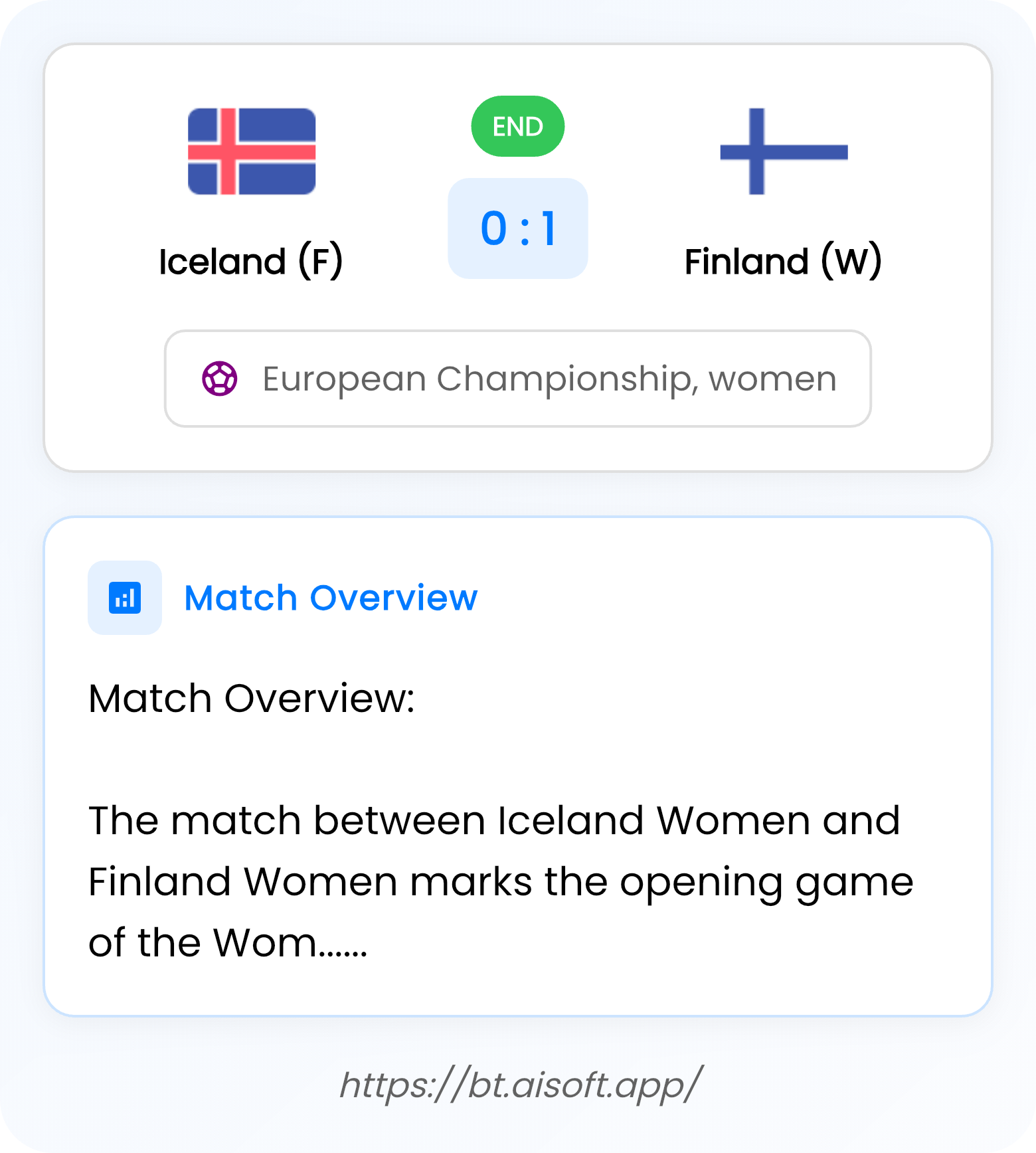 AI Match Prediction (Tips): Iceland (F) vs Finland (W) • European Championship, women • 15:00 / 02 July