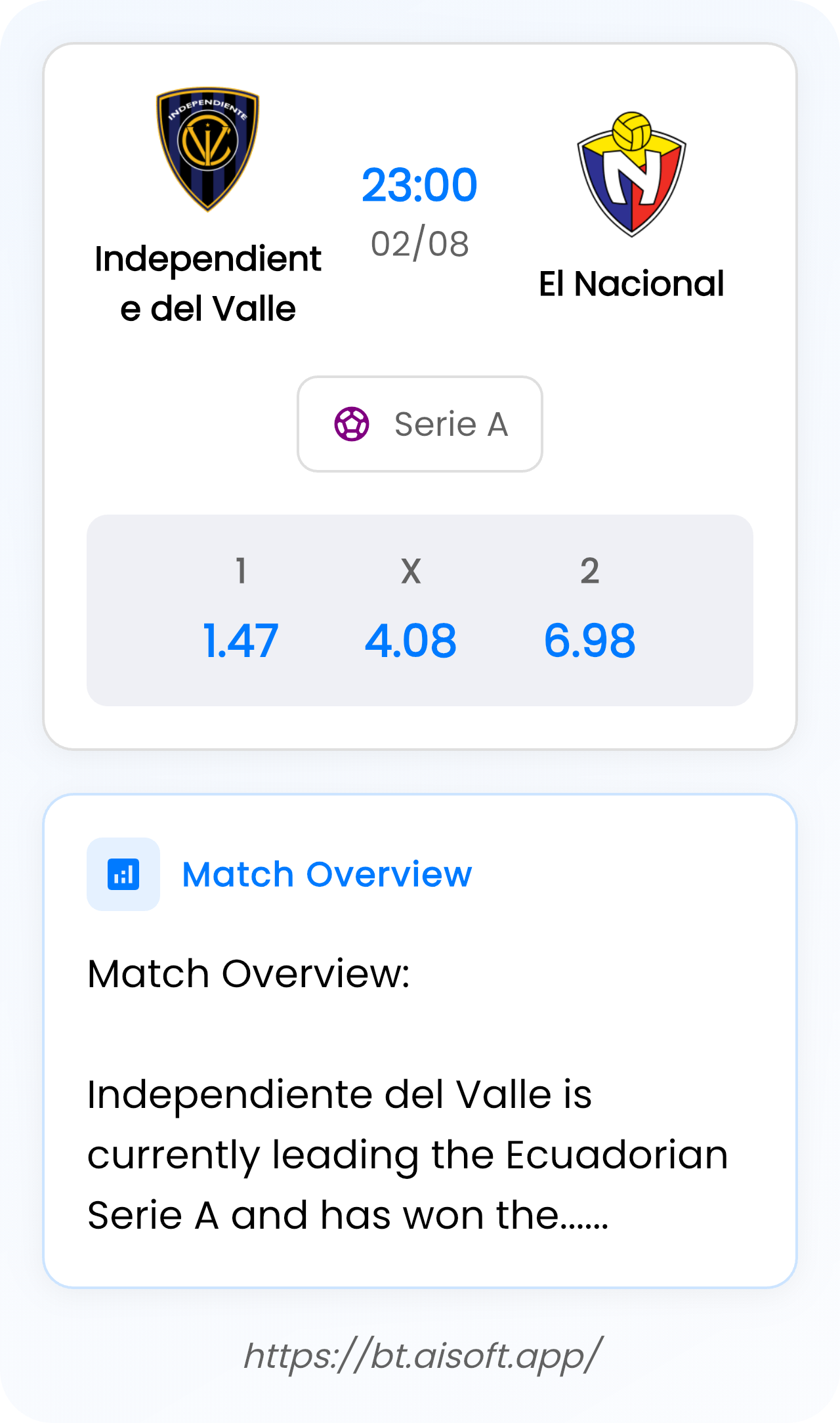 AI Match Prediction (Tips): Independiente del Valle vs El Nacional • Serie A • 23:00 / 02 August