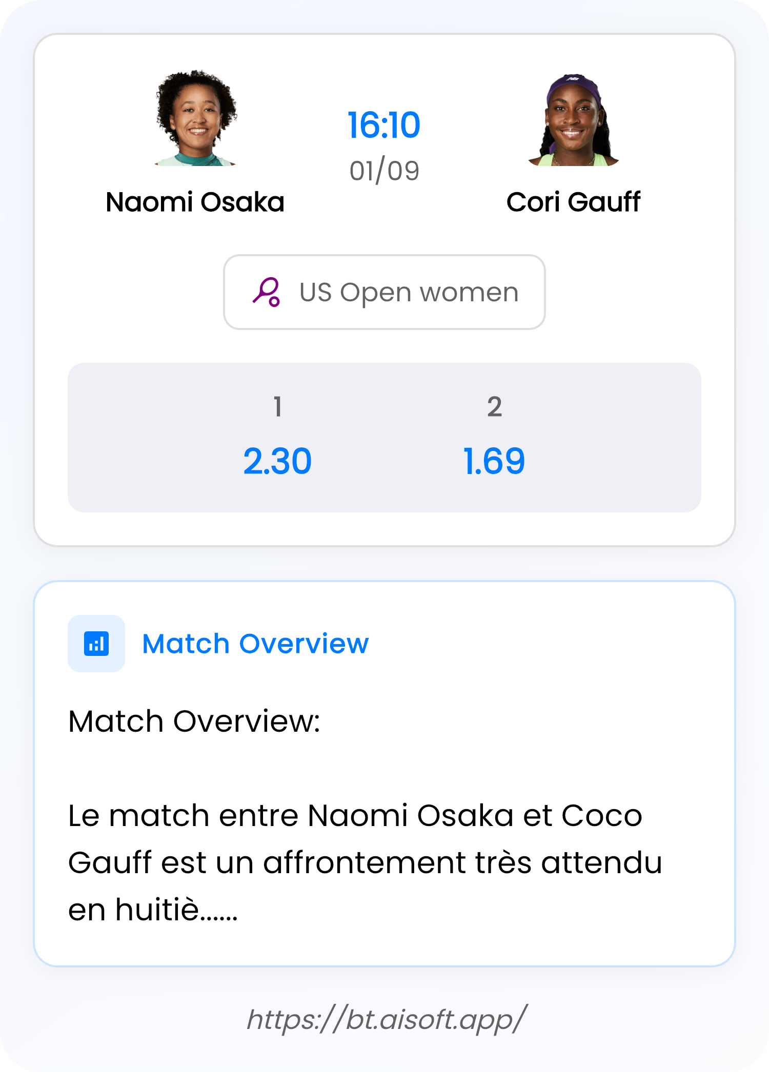 AI Match Prediction (Tips): Naomi Osaka vs Cori Gauff • US Open women • 16:10 / 01 September