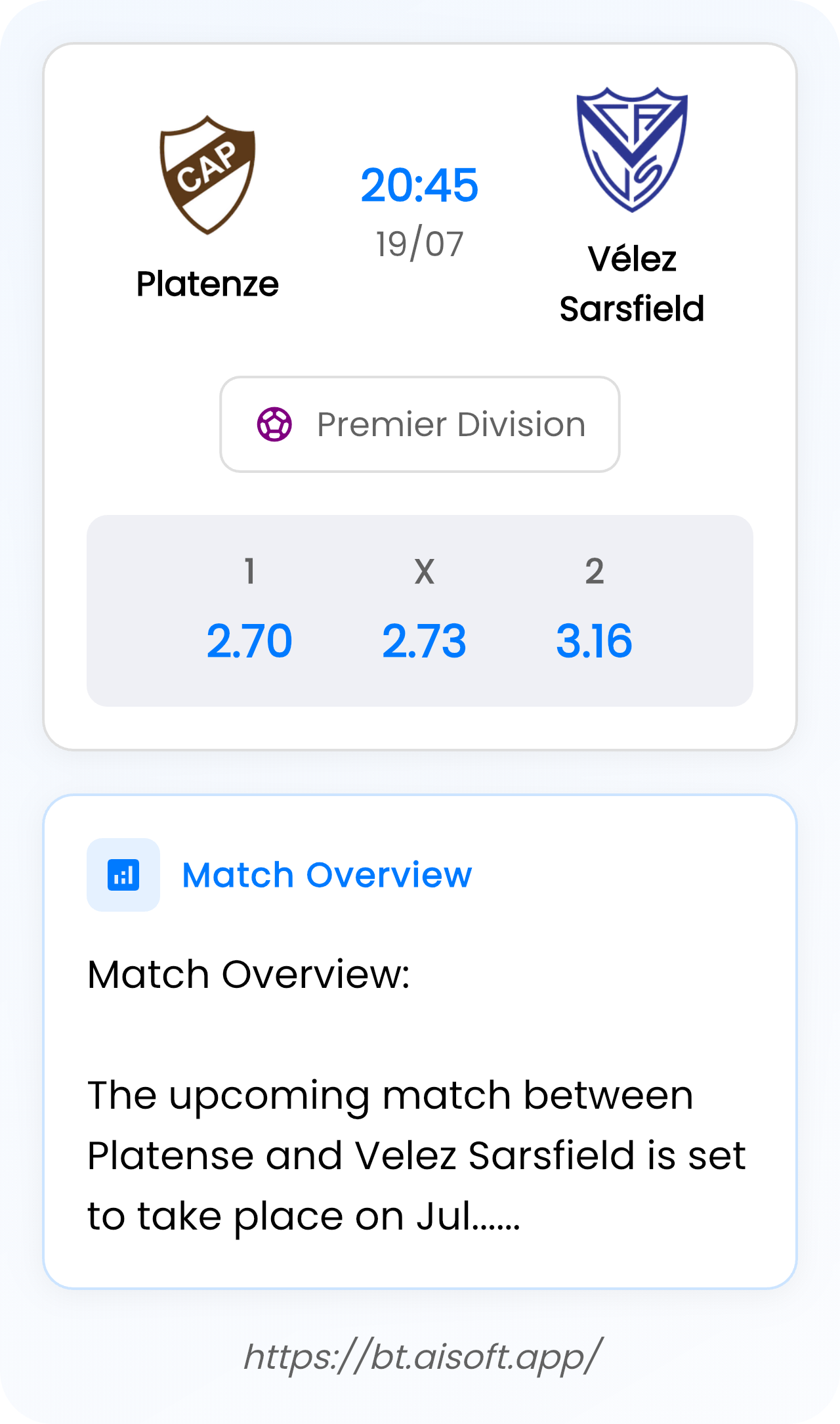 AI Match Prediction (Tips): Platenze vs Vélez Sarsfield • Premier Division • 20:45 / 19 July
