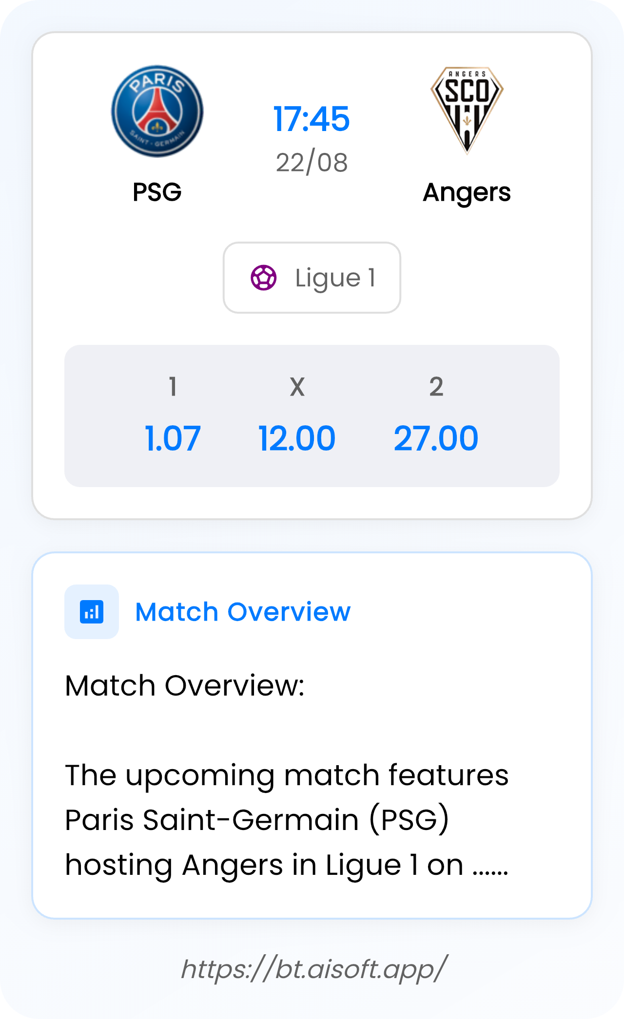AI Match Prediction (Tips): PSG vs Angers • Ligue 1 • 17:45 / 22 August