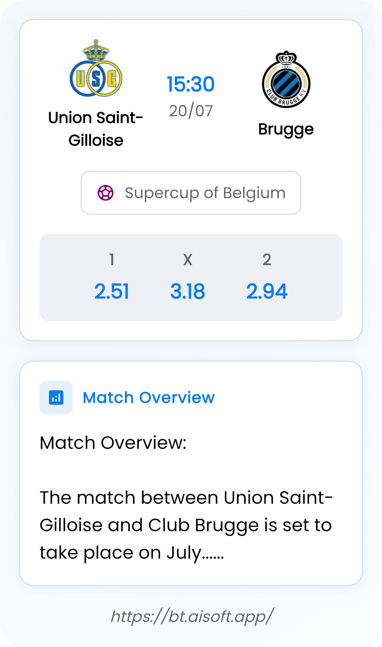AI Match Prediction (Tips): Union Saint-Gilloise vs Brugge • Supercup of Belgium • 15:30 / 20 July