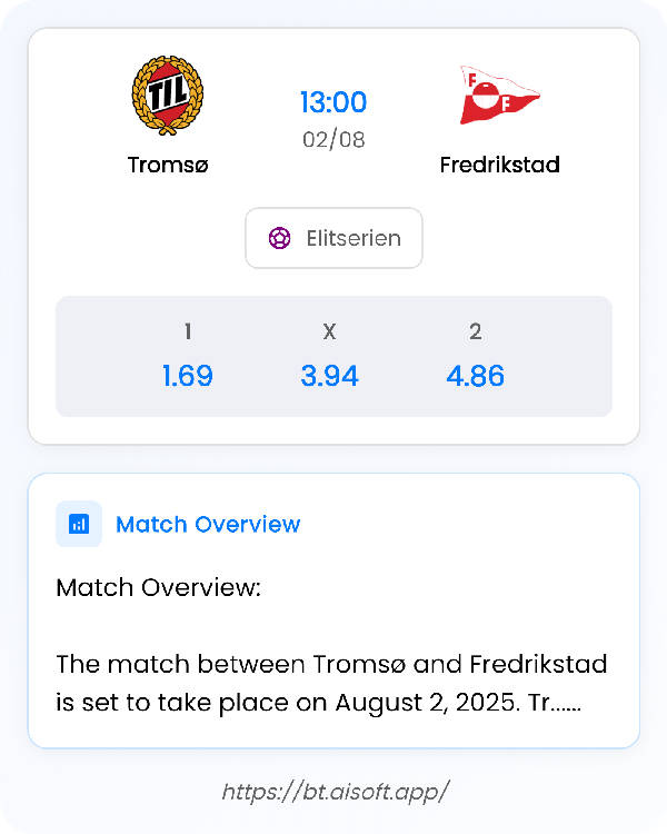 AI Match Prediction: Tromsø vs Fredrikstad • Elitserien • 13:00 / 02 August