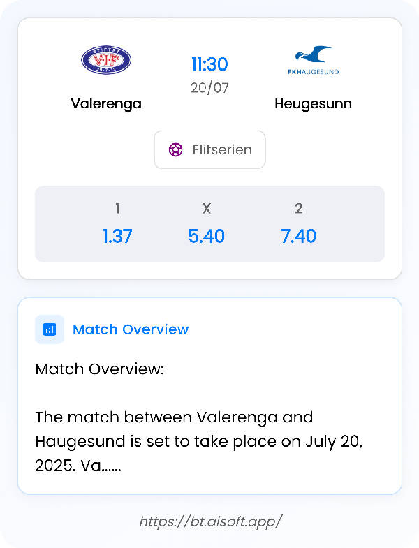 AI Match Prediction: Valerenga vs Heugesunn • Elitserien • 11:30 / 20 July