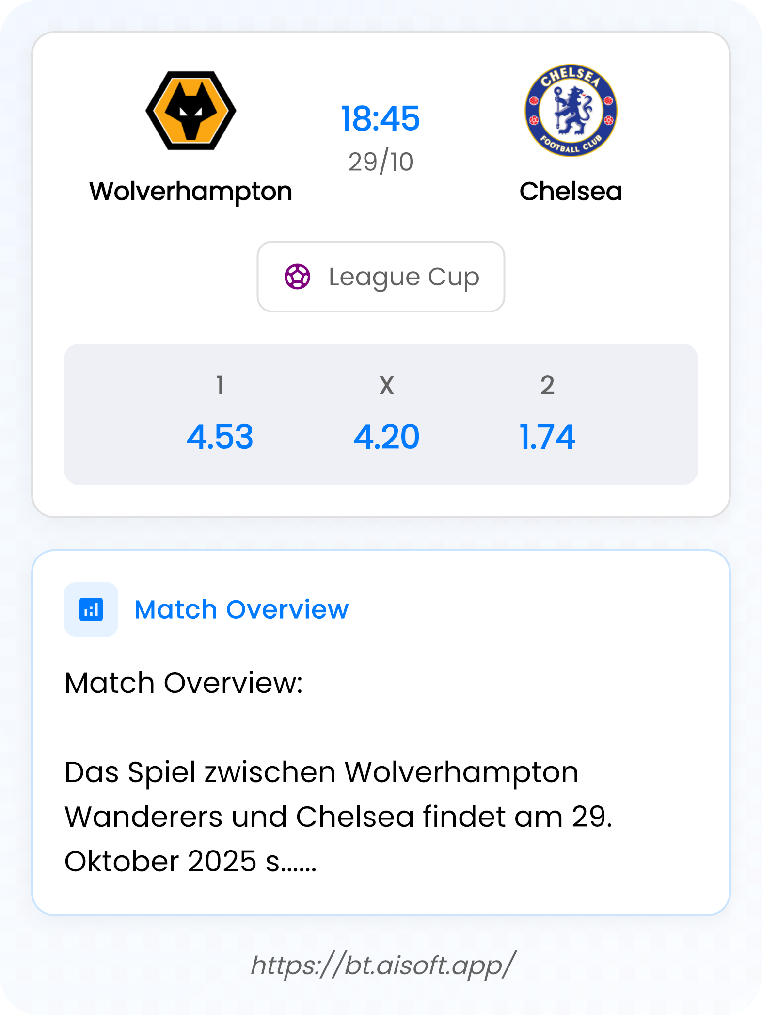 AI Match Prediction: Wolverhampton vs Chelsea • League Cup • 18:45 / 29 October