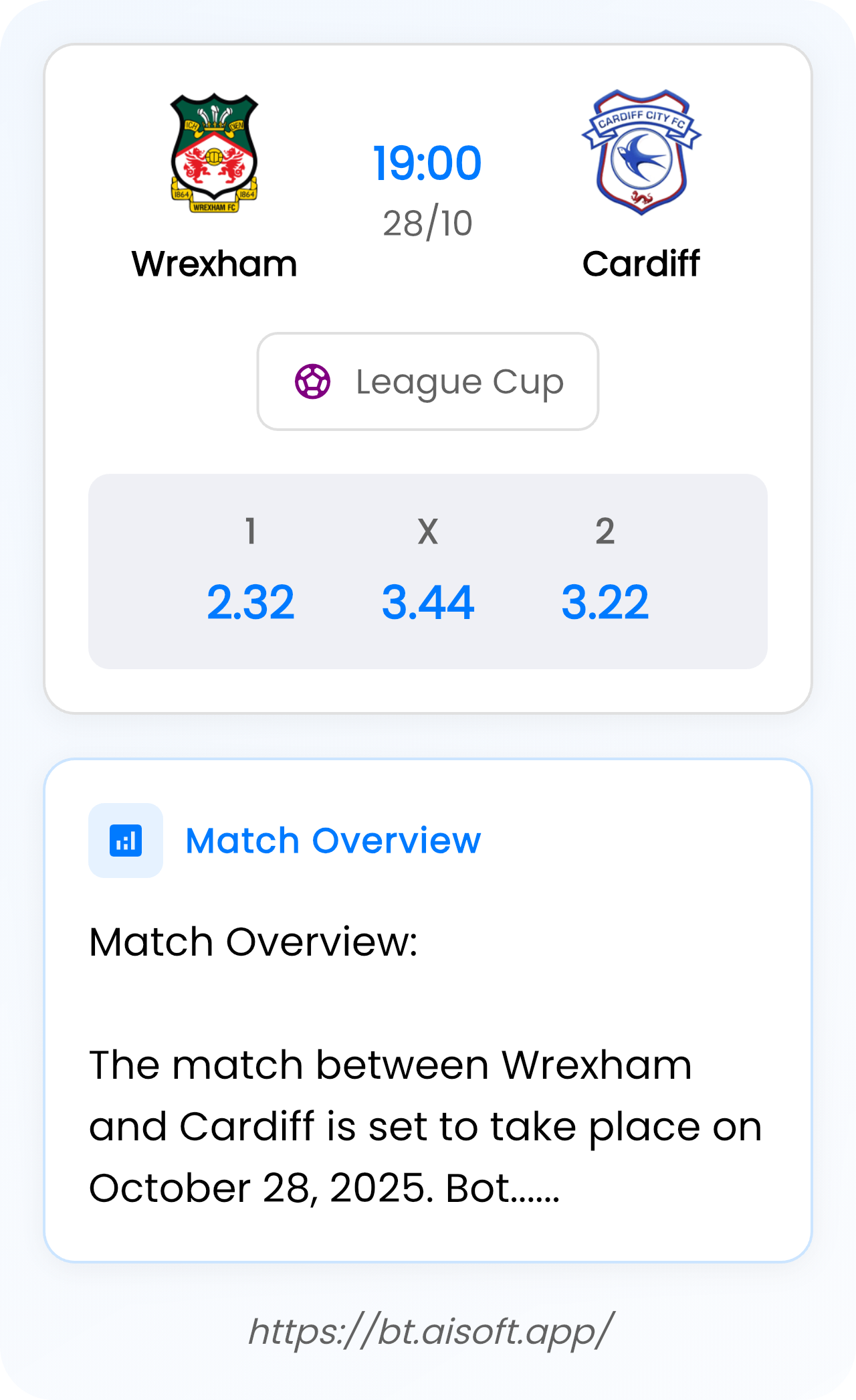 AI Match Prediction: Wrexham vs Cardiff • League Cup • 19:00 / 28 October